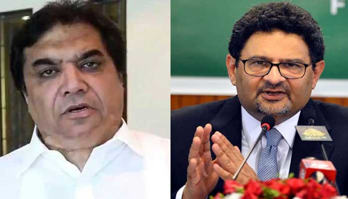 PML-N leaderHanif Abbasi (L) and Finance MinisterMiftah Ismail (R). Photo: Twitter/ AFP/file