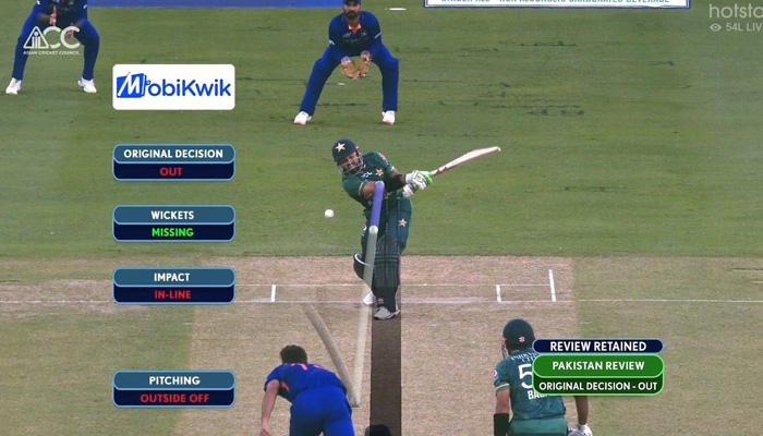 The screengrab shows that Bhuvneshwar Kumars delivery was going high and not hitting the stumps.
