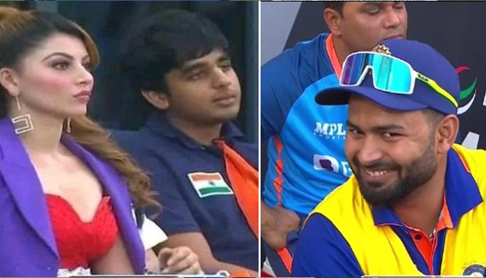 Bollywood actor Urvashi Rautela (L) and Indian wicketkeeper Rishab Pant. — Twitter