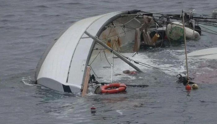 A representational of a capsised boat. — Geo Urdu