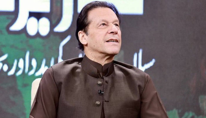 Former prime minister and PTI chairman Imran Khan during telethon. —PTI Twitter