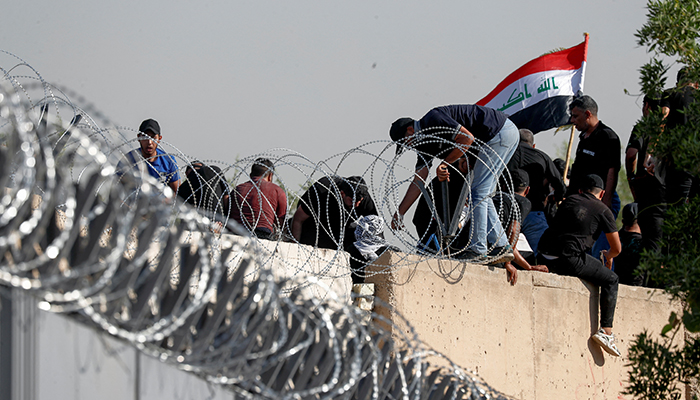 Supporters of Iraqi populist leader Moqtada al-Sadr protest at the Green Zone in Baghdad, Iraq August 29, 2022. — Reuters