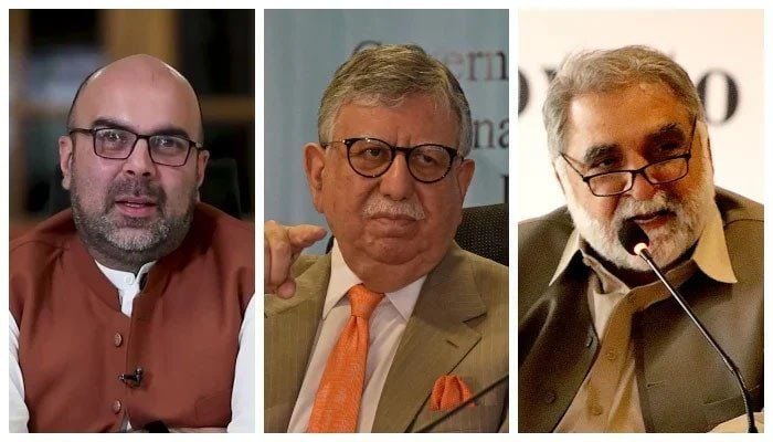 Shaukat Tarin and the two finance ministers in PTI-run provinces – Mohsin Leghari in Punjab, and Taimur Khan Jhagra. — The News