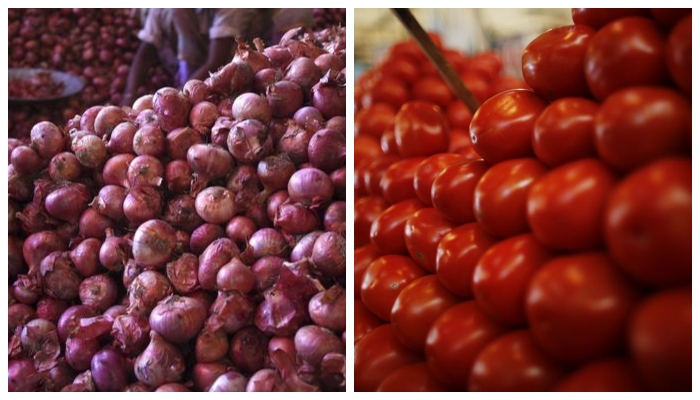 Onions and tomatoes can be seen in this Reuters file photo.