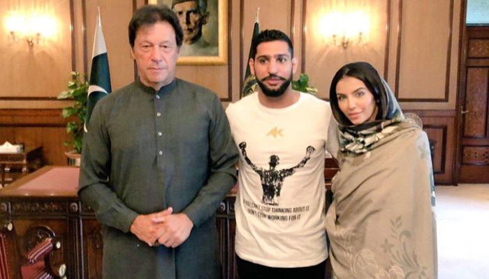 (L-R) Imran Khan, Amir Khan, Faryal Makhdooom. — The News