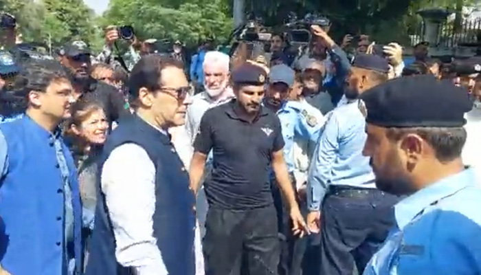PTI Chairman Imran leaves after a hearing at the Islamabad High Court in the Federal Capital, on August 31, 2022. — Twitter/PTI