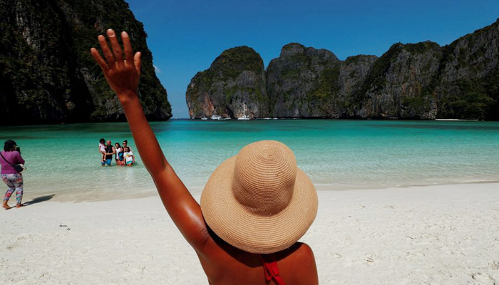 Tourists visit Maya Bay as Thailand reopens its world-famous beach after closing it for more than three years to allow its ecosystem to recover from the impact of overtourism, at Krabi province, Thailand, January 3, 2022. — Reuters