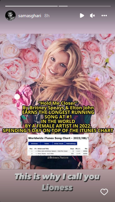 Sam Asghari menghujani Britney Spears saat lagunya menjadi 'lagu lari terlama di # 1'