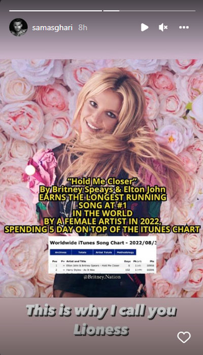 Sam Asghari showers love on Britney Spears as her track becomes ‘longest running song at # 1’