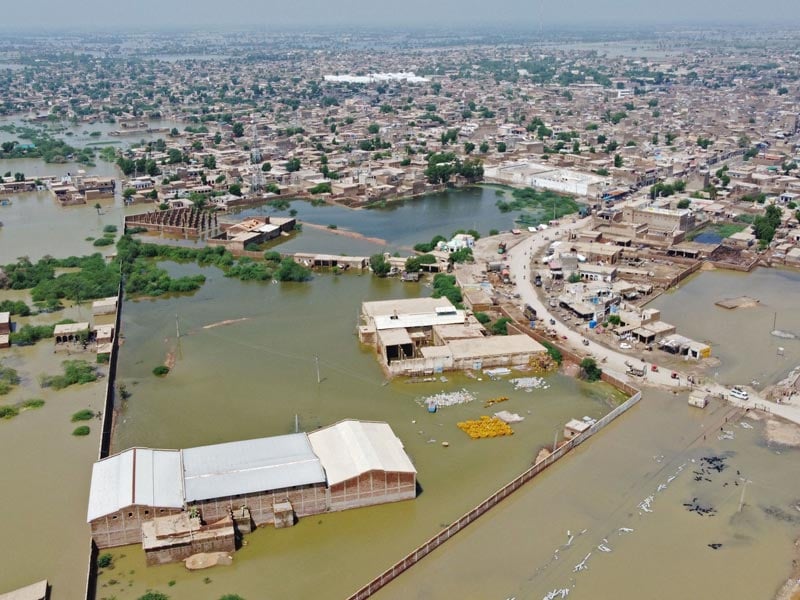 This aerial photograph taken on August 31, 2022, shows flooded residential areas after heavy monsoon rains in the Jaffarabad district of Balochistan province. Army helicopters flew sorties over cut-off areas in Pakistan´s mountainous north on August 31 and rescue parties fanned out across waterlogged plains in the south as misery mounted for millions trapped by the worst floods in the countrys history. — AFP/ Fida Hussain