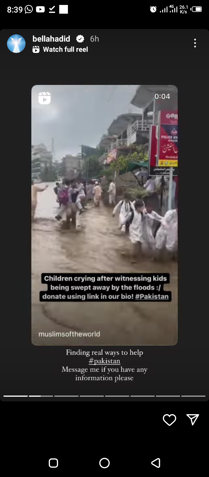 Bella Hadid says she is finding real ways to help Pakistan amid floods