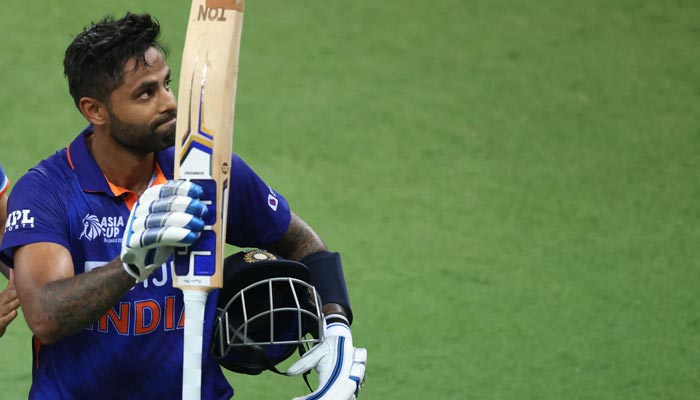 Indias Suryakumar Yadav leaves the field after their innings during the Asia Cup Twenty20 international cricket match between India and Hong Kong at the Dubai International Cricket Stadium in Dubai on August 31, 2022. — AFP