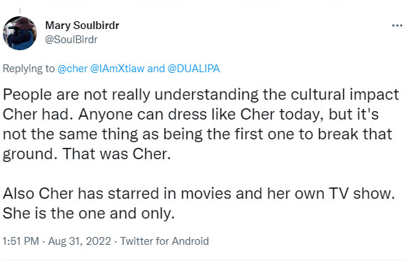Cher responds to Dua Lipa being ‘Cher of our generation’ on social media