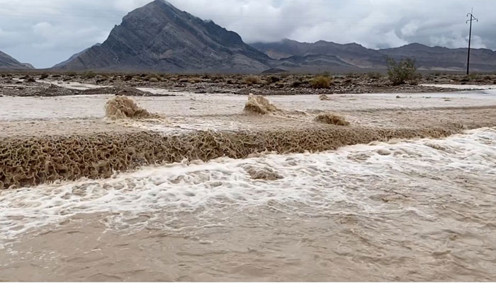 A view shows the monsoonal rain flooded in Death Valley National Park, California, US, August 5, 2022 in this screengrab obtained from a video. — Reuters