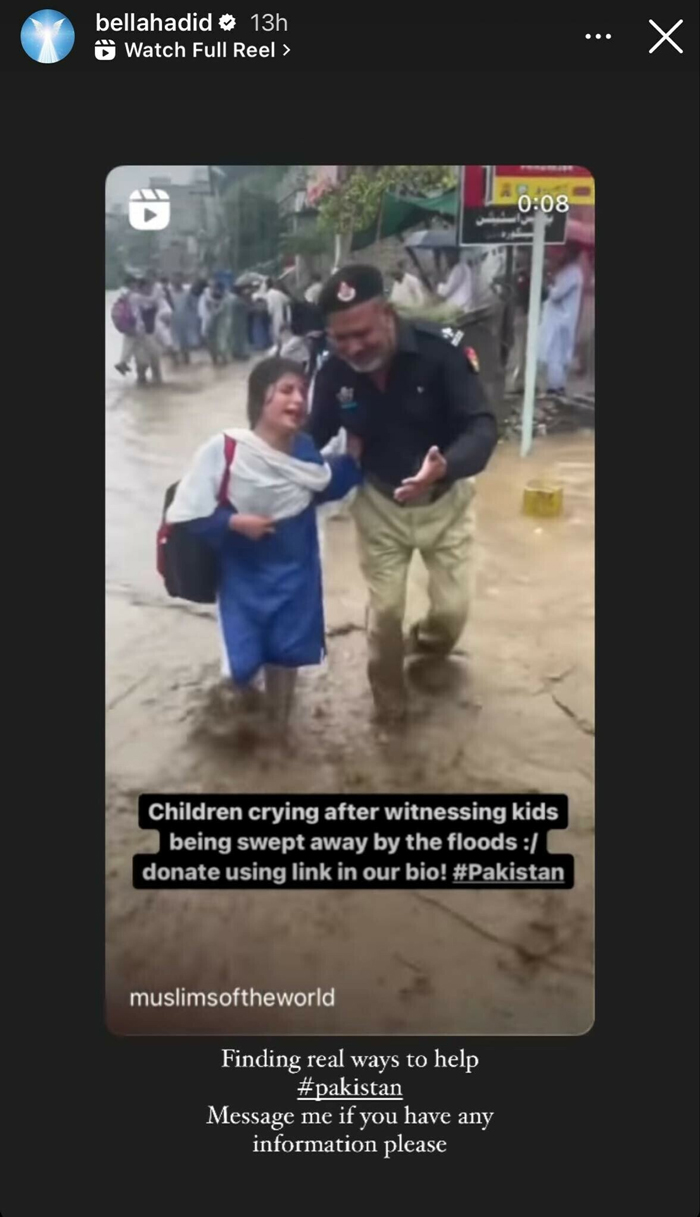 Bella Hadid mencari cara nyata untuk membantu korban banjir Pakistan