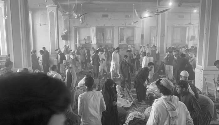 Scene of carnage inside the Afghan mosque in Kandahar in this undated photo. — Twitter/File