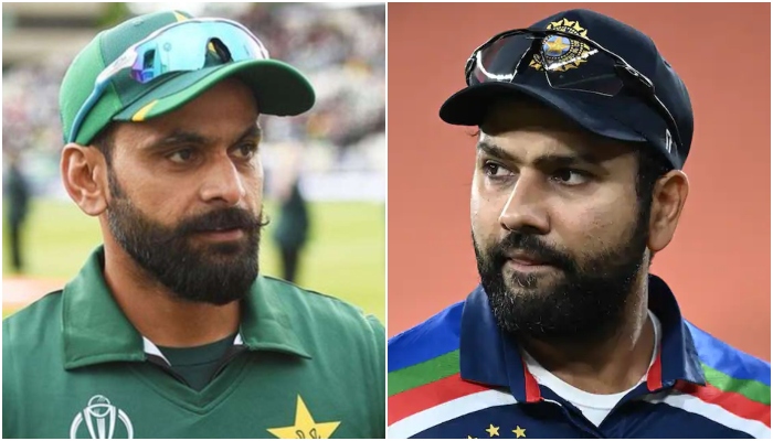 Former Pakistan all-rounder Mohammad Hafeez (L) and Indian skipper Rohit Sharma. — AFP/File