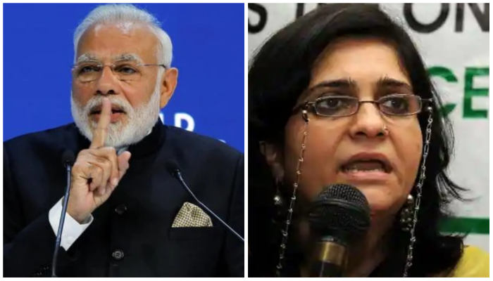 An image collage of Indian Prime Minister Narendra Modi (L) and social activist Teesta Setalvad. — AFP
