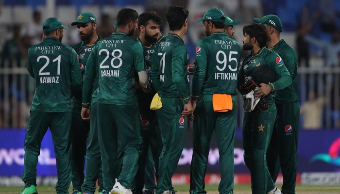 Pakistans players celebrate their win at the end of the Asia Cup Twenty20 international cricket match between Pakistan and Hong Kong at the Sharjah Cricket Stadium in Sharjah on September 2, 2022. — AFP/File