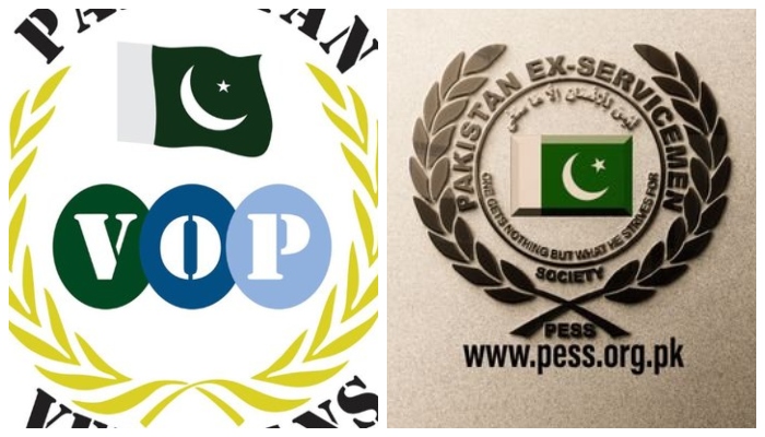 Veterans of Pakistan and Pakistan Ex-Servicemen Society logos. — Twitter