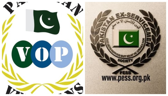 Veterans of Pakistan andPakistan Ex-Servicemen Society logos. — Twitter