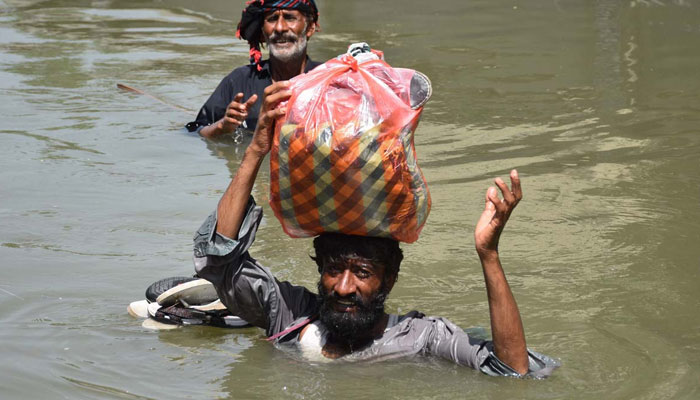 A view of extreme flooding in Khairpur Nathan Shah on September 2, 2022. APP