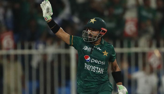 Pakistans Mohammad Rizwan reacts after scoring his half-century (50 runs) during the Asia Cup Twenty20 international cricket match between Pakistan and Hong Kong at the Sharjah Cricket Stadium in Sharjah on September 2, 2022. — AFP/File