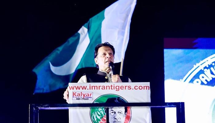 PTI chairperson Imran Khan addressing a public gathering in Bahawalpur on September 3, 2022. — Instagram