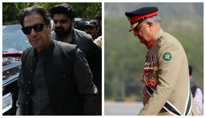 PTI Chairman Imran Khan (left) and Chief of Army Staff General Qamar Javed Bajwa. — AFP/File