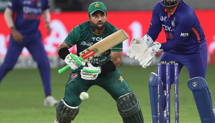 Pakistans Mohammad Rizwan plays a shot during the Asia Cup Twenty20 international cricket Super Four match between India and Pakistan at the Dubai International Cricket Stadium in Dubai on September 4, 2022. — AFP/File