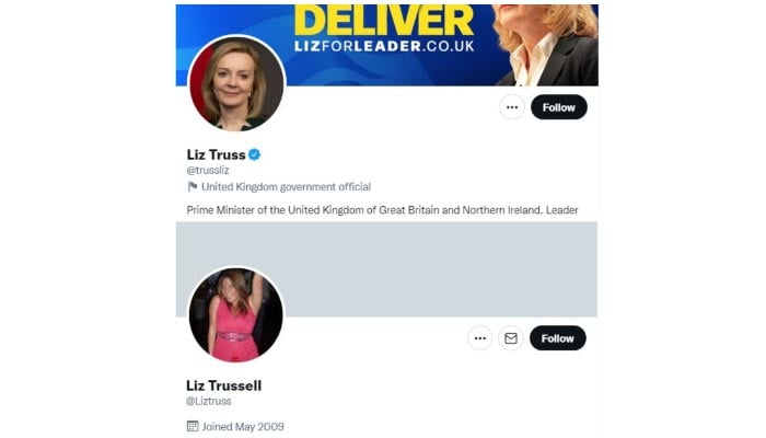 A screengrab of both namesakes Twitter profile handles.