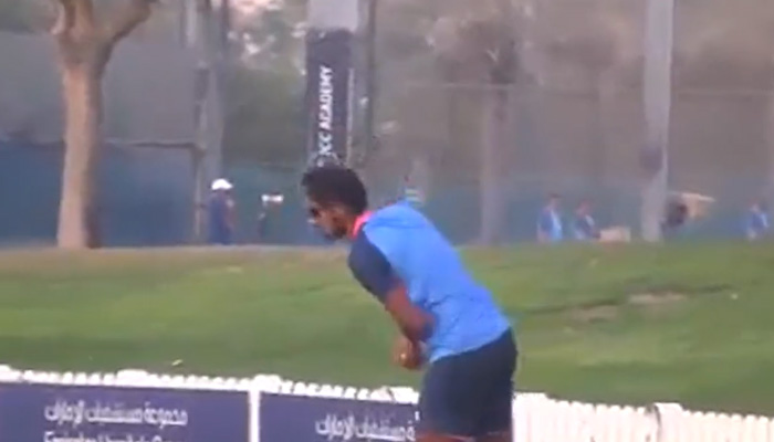 Indias Arshdeep Singh takes a catch during practice in Dubai, on September 6, 2022. — Twitter