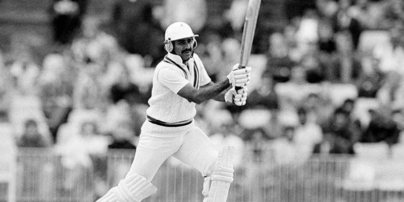 Javed Miandad plays a ball. — ICC