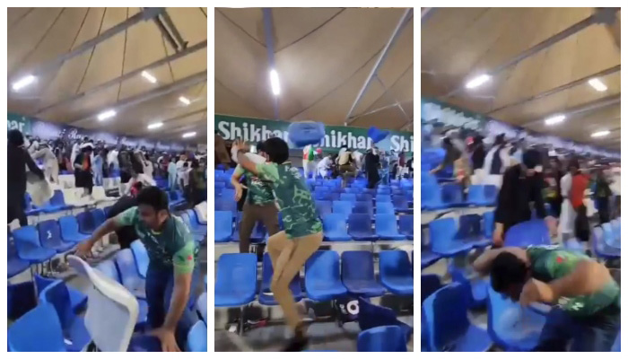 Screengrab of video showing clash between Pakistan and Afghanistan fans.—Shoaib Akhtar/Twitter