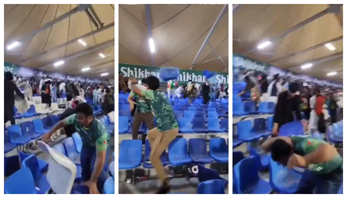 Screengrab of video showing clash between Pakistan and Afghanistan fans.—Shoaib Akhtar/Twitter