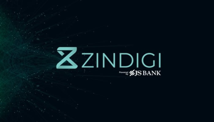 The logo of the Zindigi app, powered by JS bank.  — Zindigi