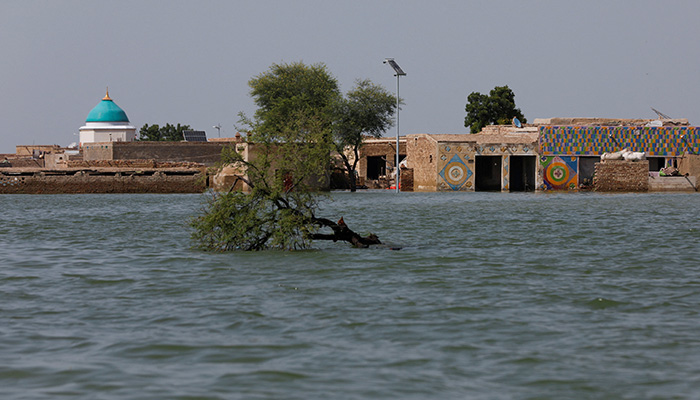 A view of a submerged houses, following rains and floods during the monsoon season in Bajara village, at the banks of Manchar lake, in Sehwan, Pakistan September 6, 2022. — Reuters