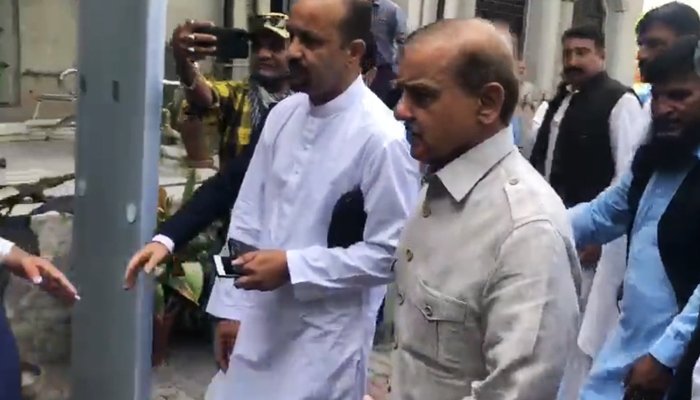 Prime Minister Shehbaz Sharif arrives at Islamabad High Court for a hearing in missing persons case in the federal capital, on September 9, 2022. — Twitter