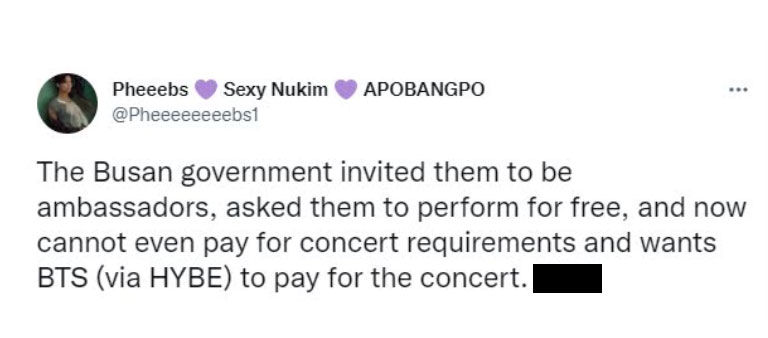 Busan Government backs off from bearing expenses of free BTS Concert