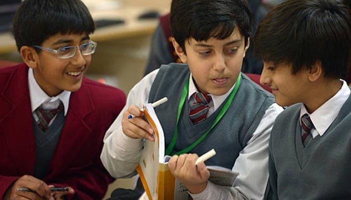 Pakistani school children learn Chinese at a private school. — AFP