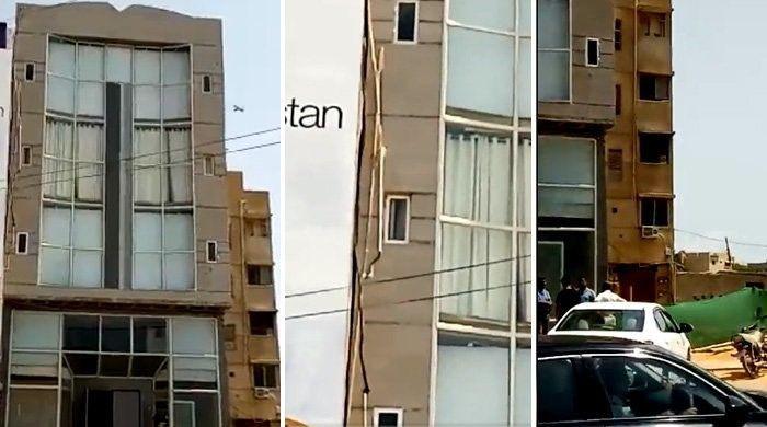 WATCH: Building in Karachi's DHA tilts to one side