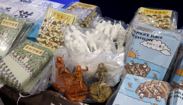 Childrens books are pictured during a news conference after five people were arrested on suspicion of conspiring to publish seditious material with the intent of inciting public hatred towards the government among children, in Hong Kong, China, July 22, 2021. — Reuters