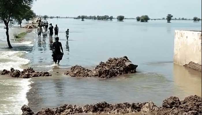 Floods pose threat to Dadu city. Photo: Twitter/@SyedIHusain/file