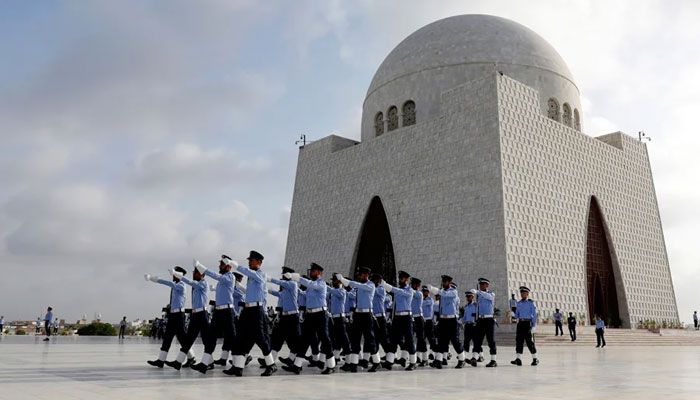 At the mausoleum of Muhammad Ali Jinnah during the Defence Day ceremonies, or Pakistans Memorial Day, in Karachi, Pakistan September 6, 2020.