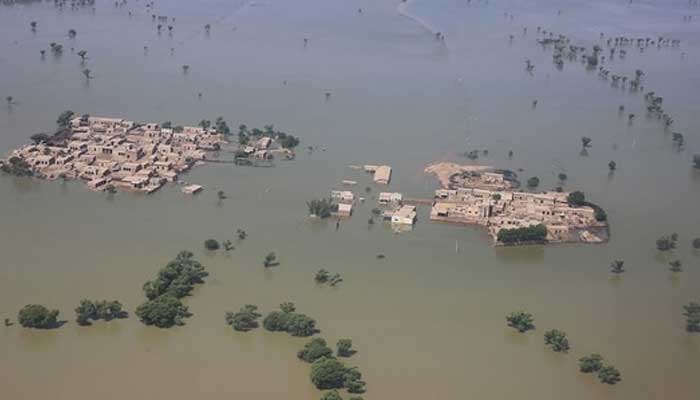 This aerial photograph shows a flooded residential area in Dadu district of Sindh. AFP/file