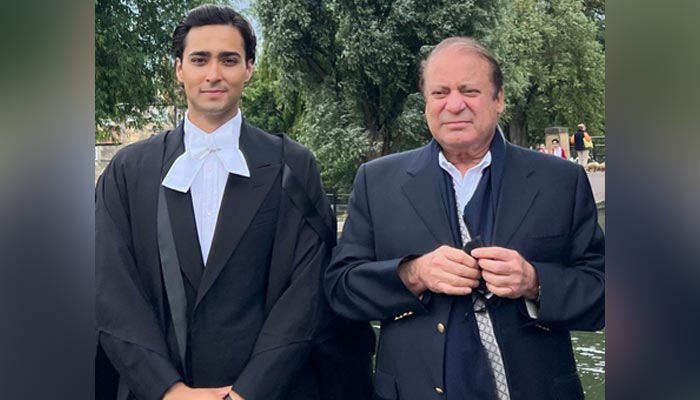 Muhammad Junaid Safdar (L) and former prime minister Nawaz Sharif. — Provided by the reporter