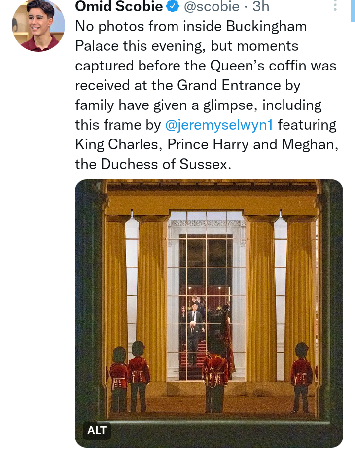 Exclusive picture shows King Charles, Harry and Meghan before Queens coffin received