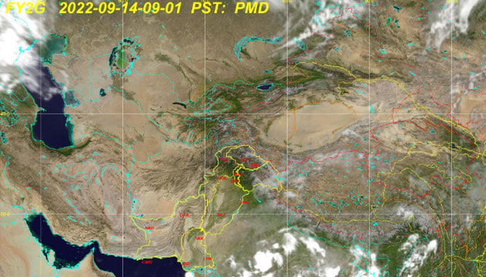 Screen grab of latest satellite image. — Pakistan Meteorological Department