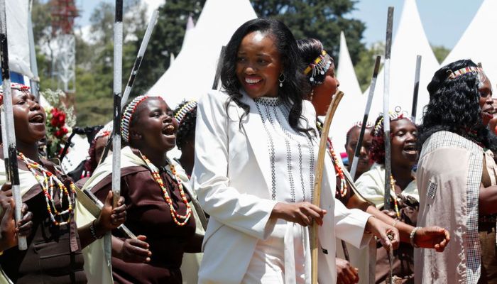 Nakuru Governor Susan Kihika dances with traditional women during her swearing-in ceremony at the Agricultural Show grounds in the Rift Valley city of Nakuru, Kenya August 25, 2022. — Reuters