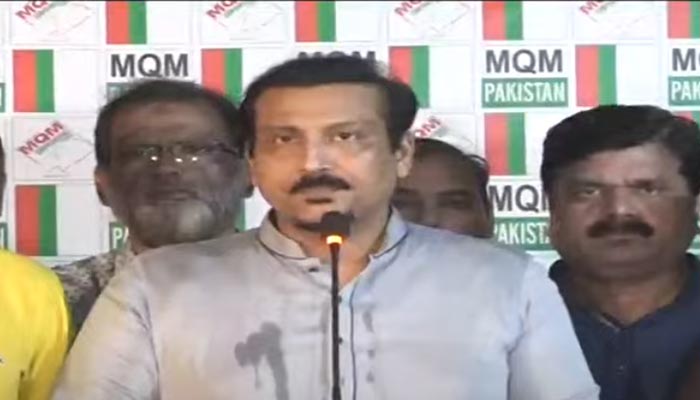 Maritime Affairs Minister Faisal Sabzwari speaking in a press conference in Karachi on September 14, 2022. — YouTube screengrab/Geo News Live